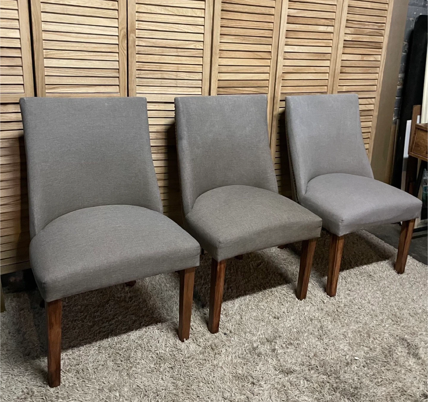 3 Grey Upholstered Dining Chairs