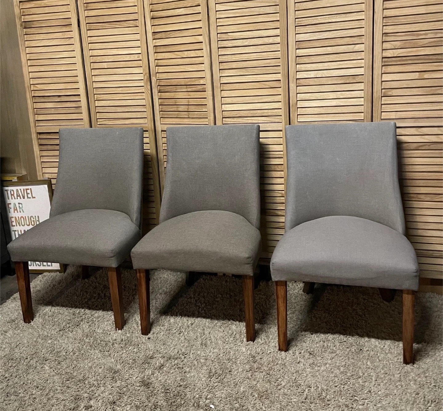 3 Grey Upholstered Dining Chairs - photo 3