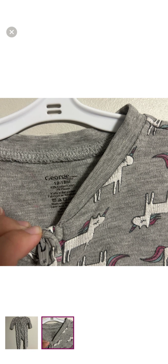 George Grey Unicorn Footed Pajamas - 12-18 Months - photo 2