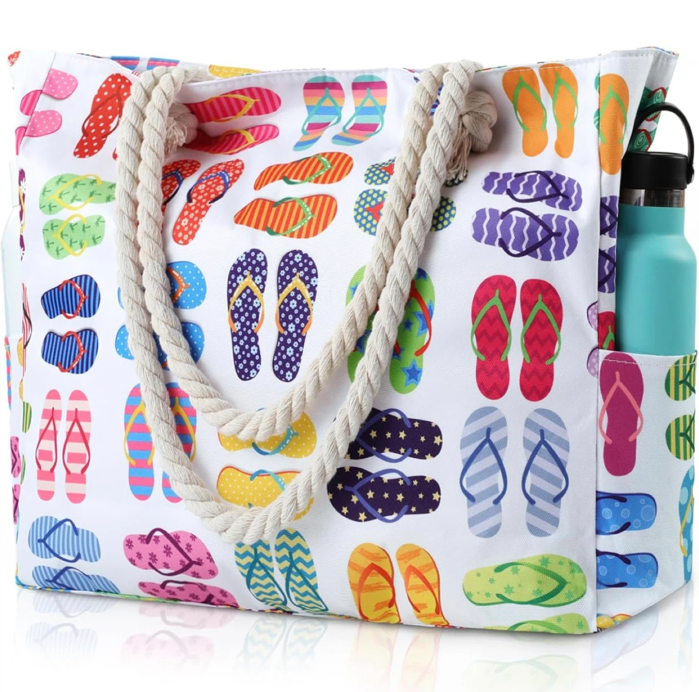 Beach Tote Bag - Flip Flop Print