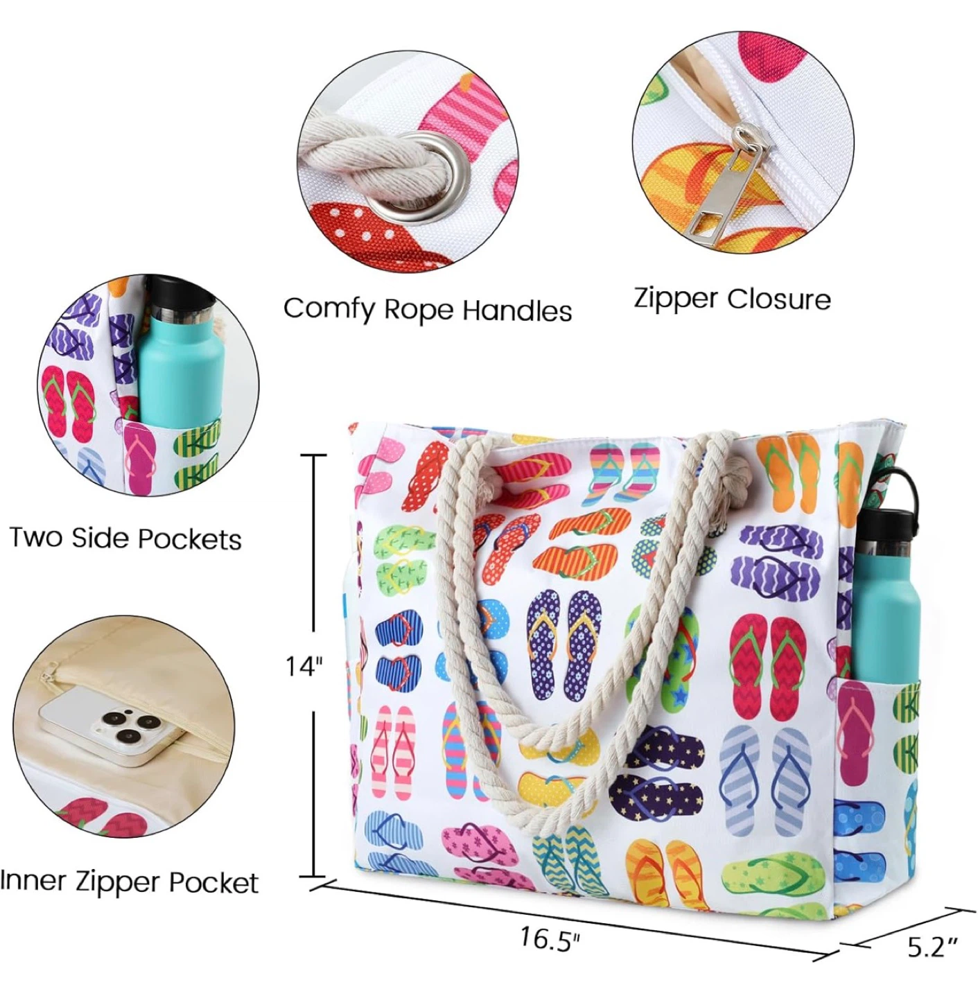Beach Tote Bag - Flip Flop Print - photo 4