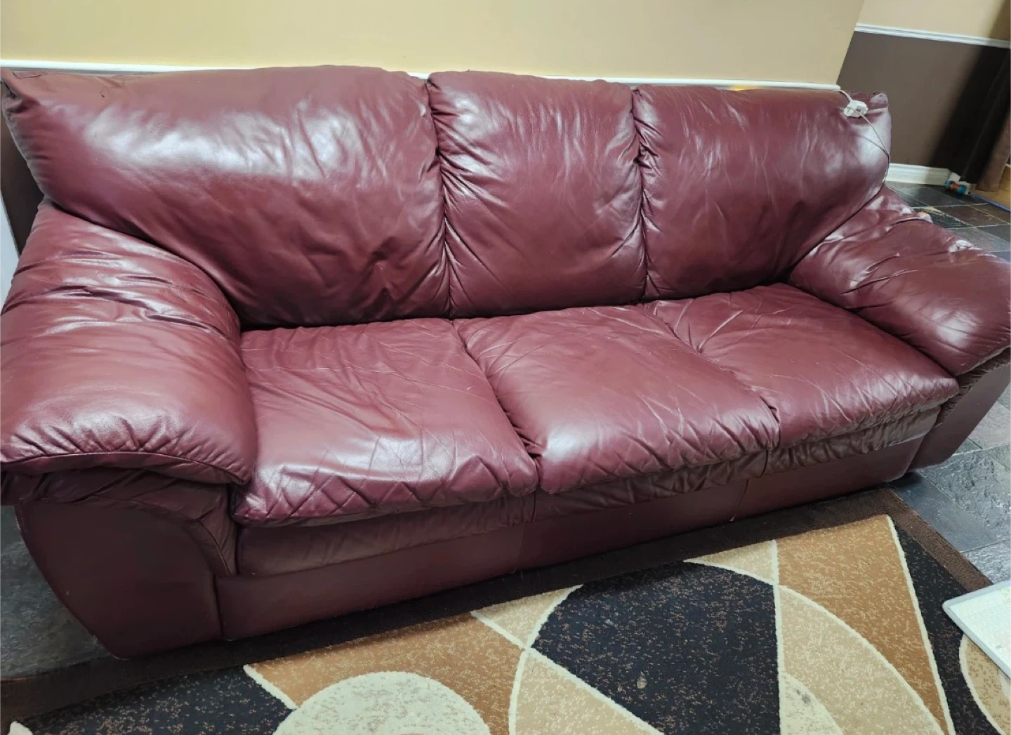 Maroon Leather Sofa