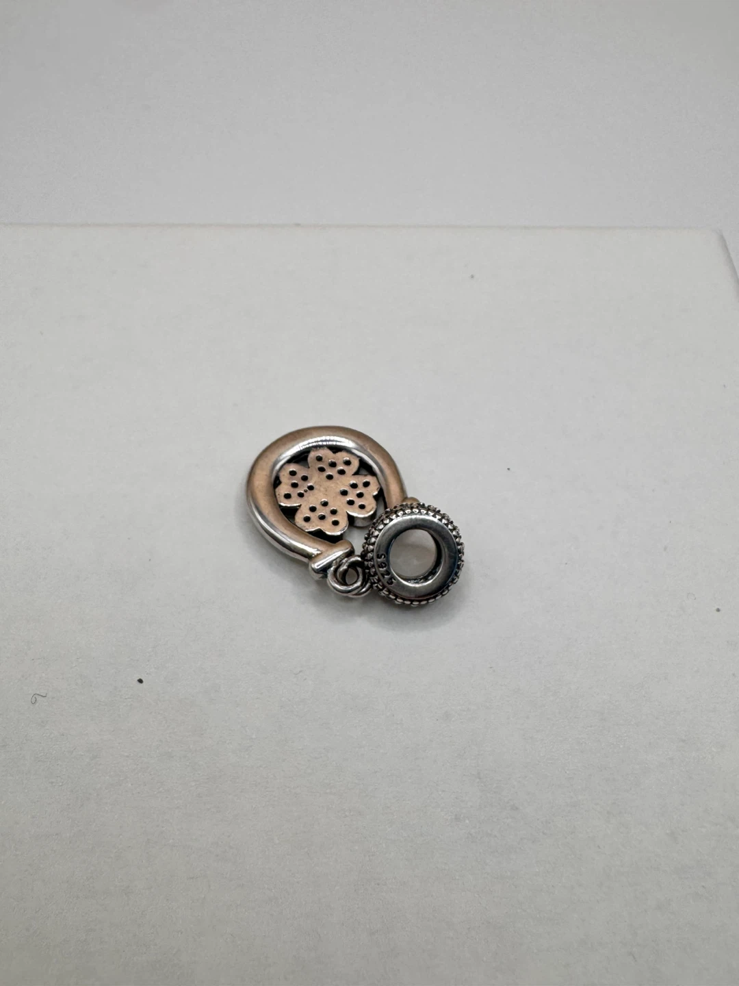 Lucky Horseshoe Clover Charm with Green Stones - photo 2