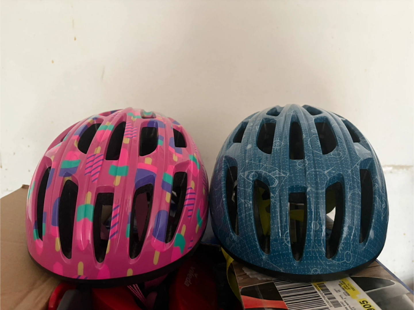 Kids Bicycle Helmets - Pink Popsicle & Blue Pattern