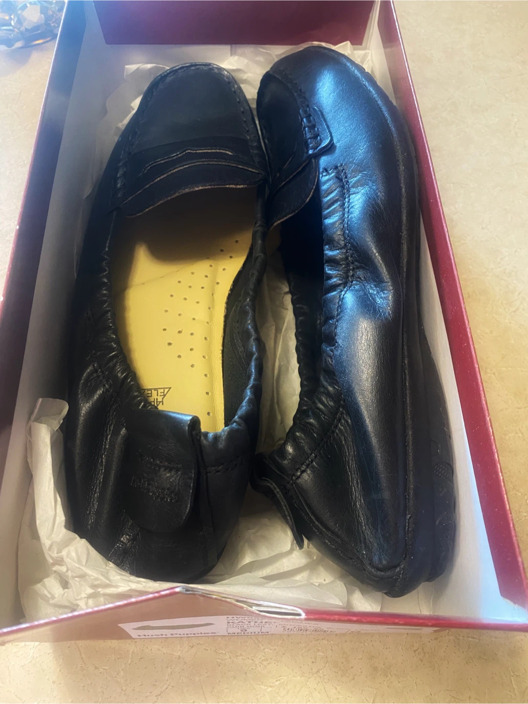 🖤Hush Puppies Women's Kathrine Black Leather Loafers Size 9