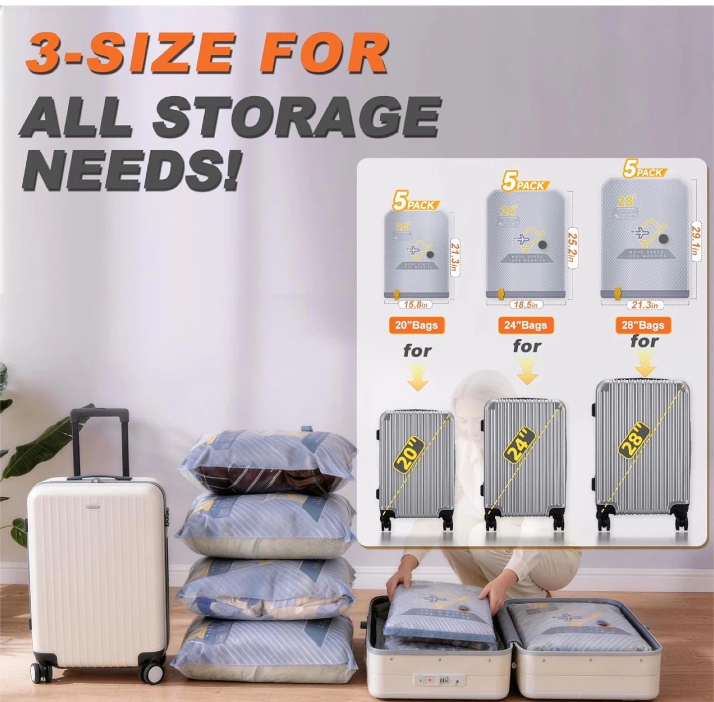 Vacuum Storage Bags with Electric Pump - 5 Pack - photo 2