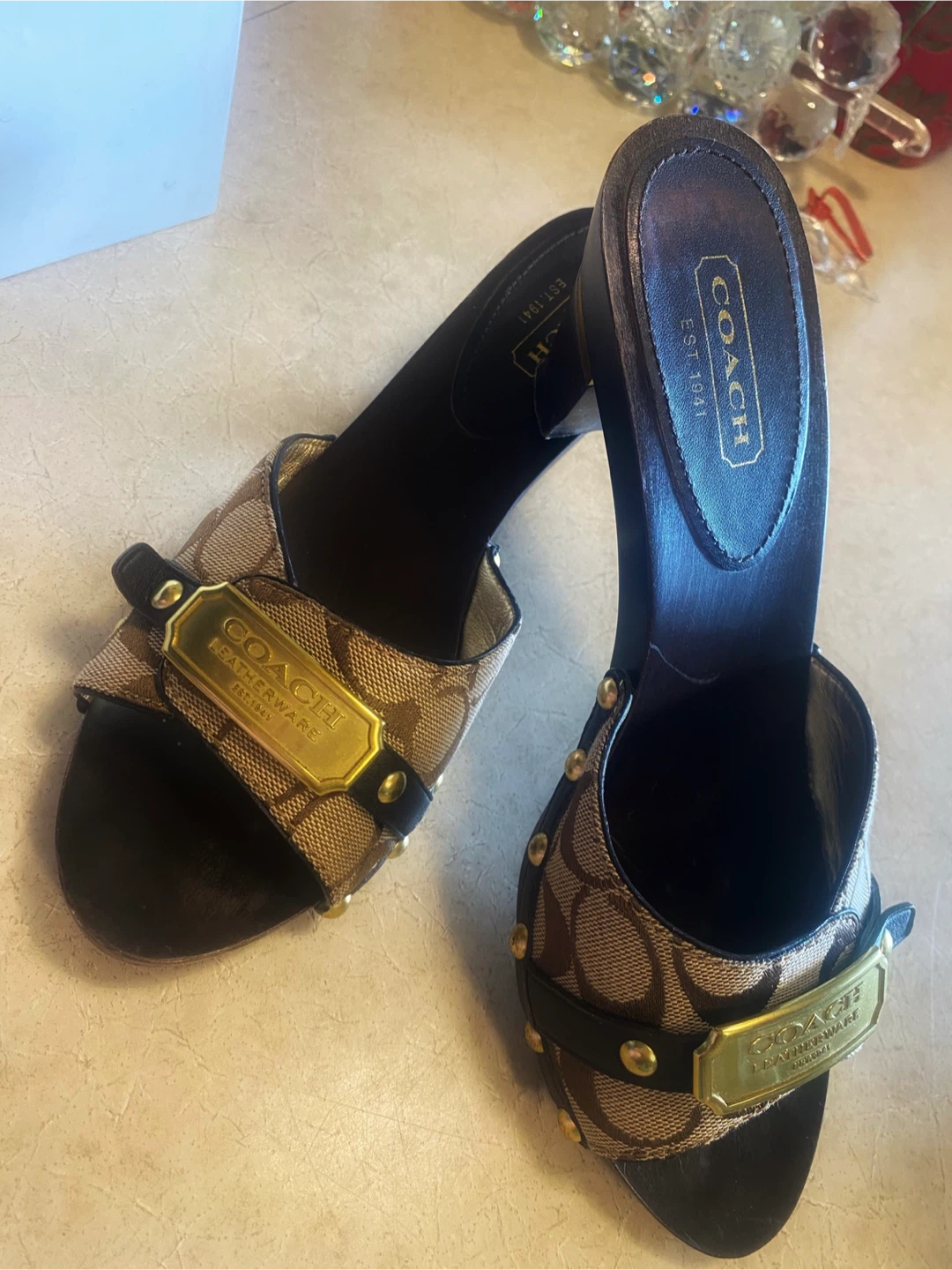 👡COACH Abella Sig 12cm/CLF Heeled Mules Size 8.5 - photo 2