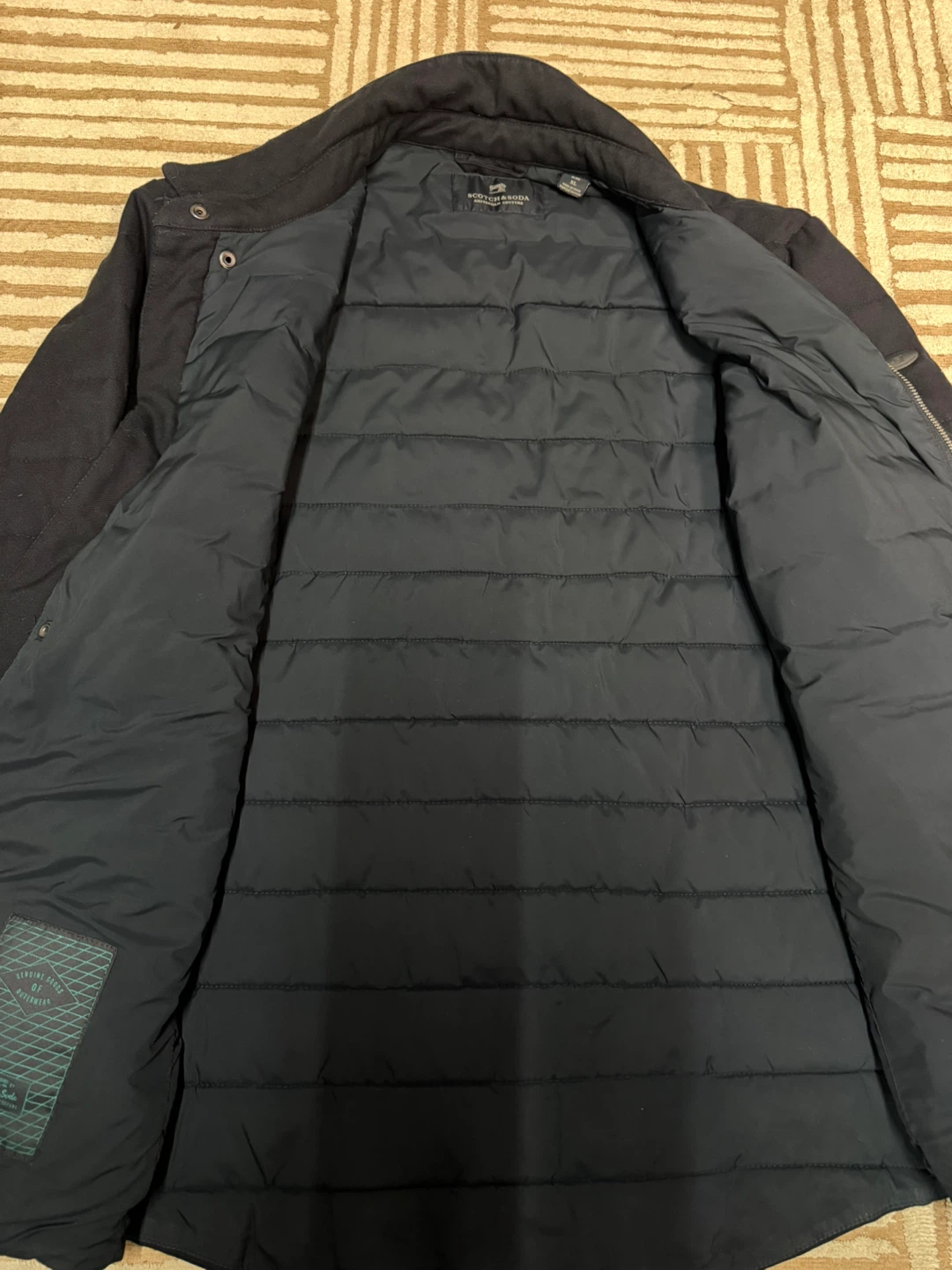 Scotch & Soda Jacket Mens Navy Wool Quilted Puffer Zip Size XL - photo 2