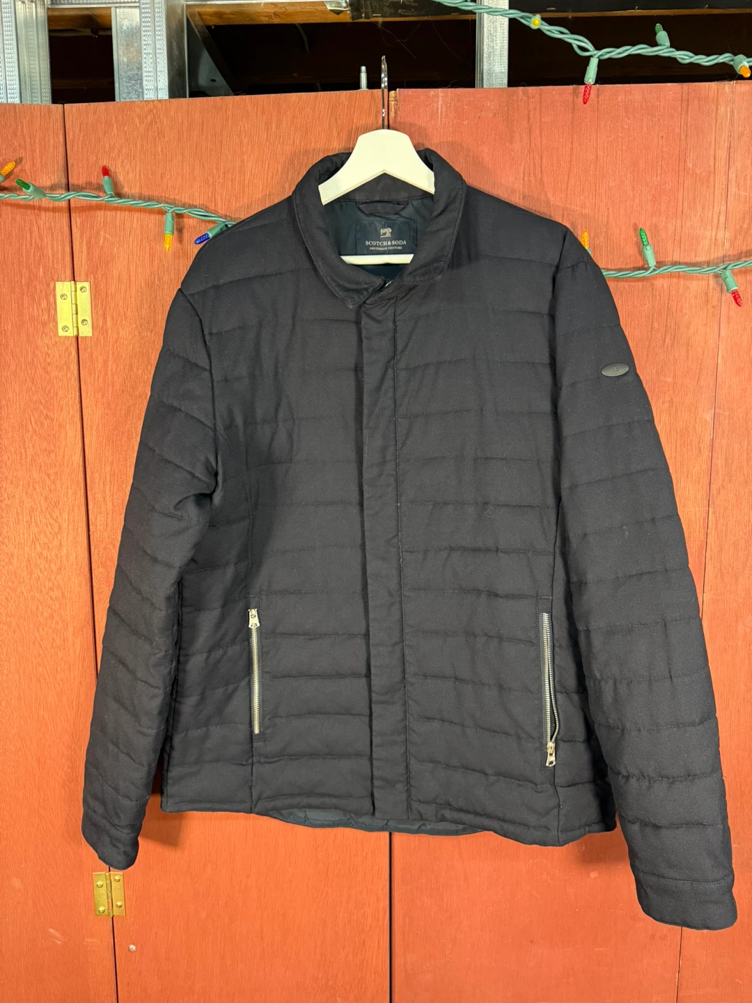 Scotch & Soda Jacket Mens Navy Wool Quilted Puffer Zip Size XL - photo 3