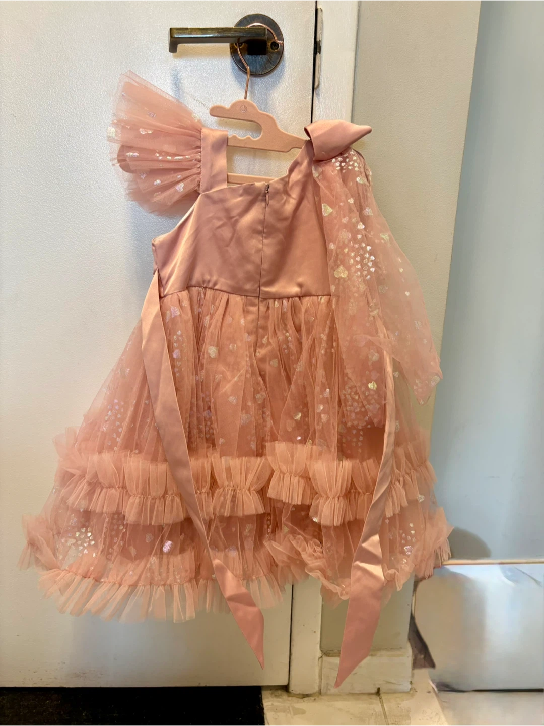 Girls Pink Sparkle Tulle Dress with Bows - photo 2