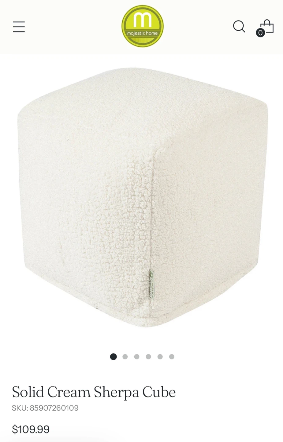 Majestic Home Solid Cream Sherpa Cube Ottoman Footstool - photo 5