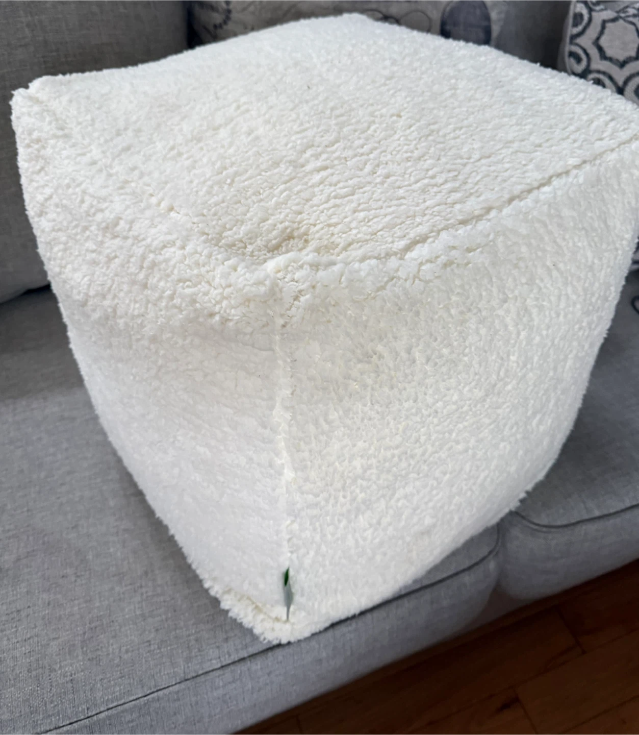 Majestic Home Solid Cream Sherpa Cube Ottoman Footstool - photo 2