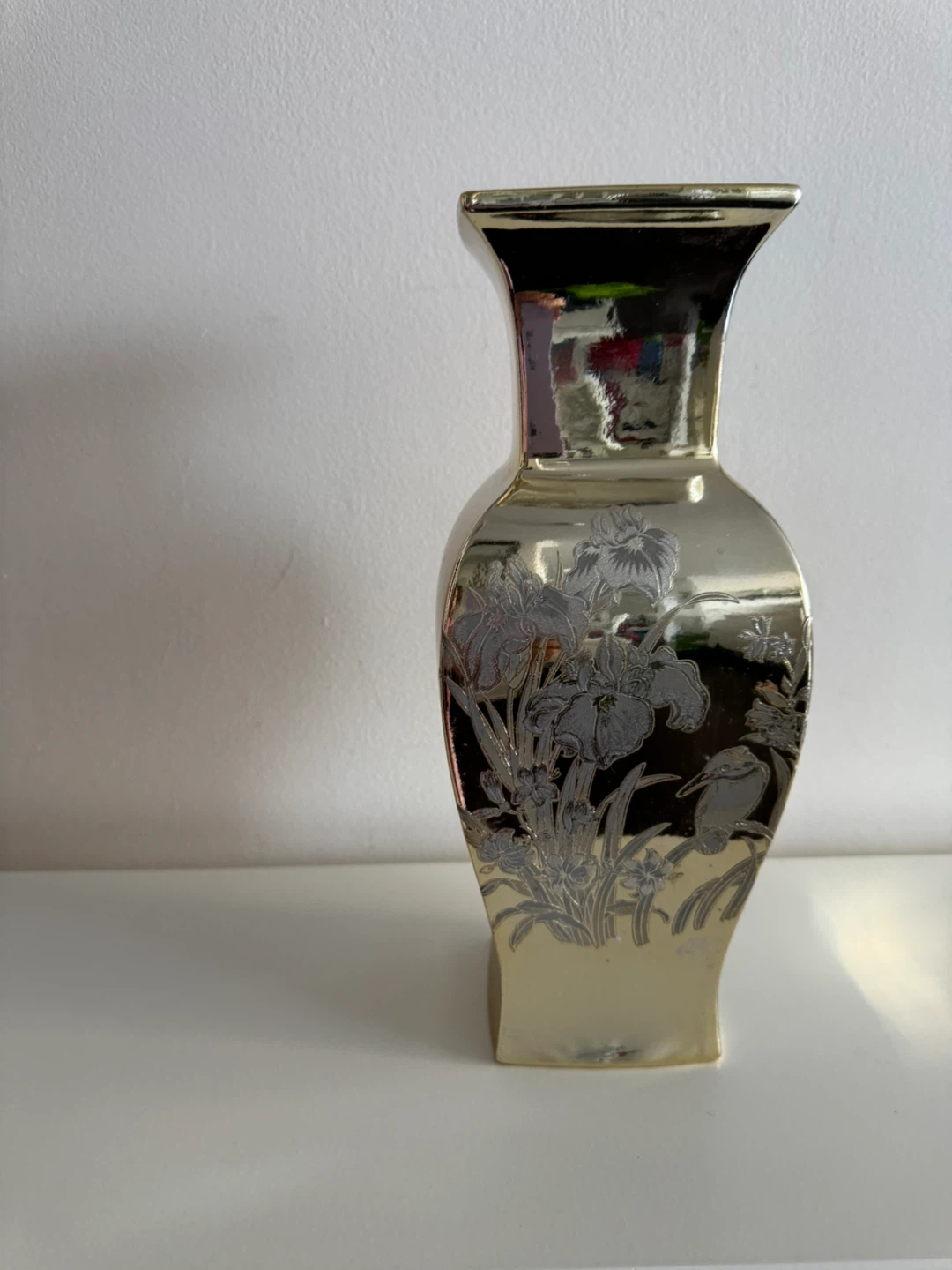 Gold Vase with Floral Design - photo 2