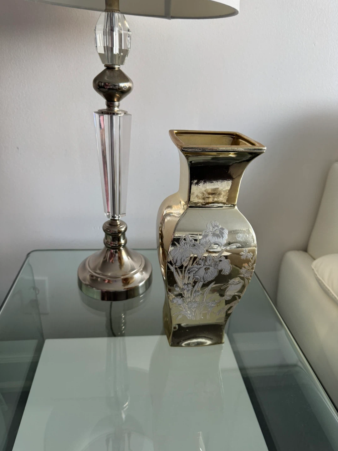 Gold Vase with Floral Design - photo 3