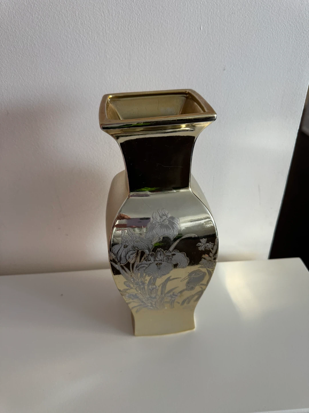 Gold Vase with Floral Design