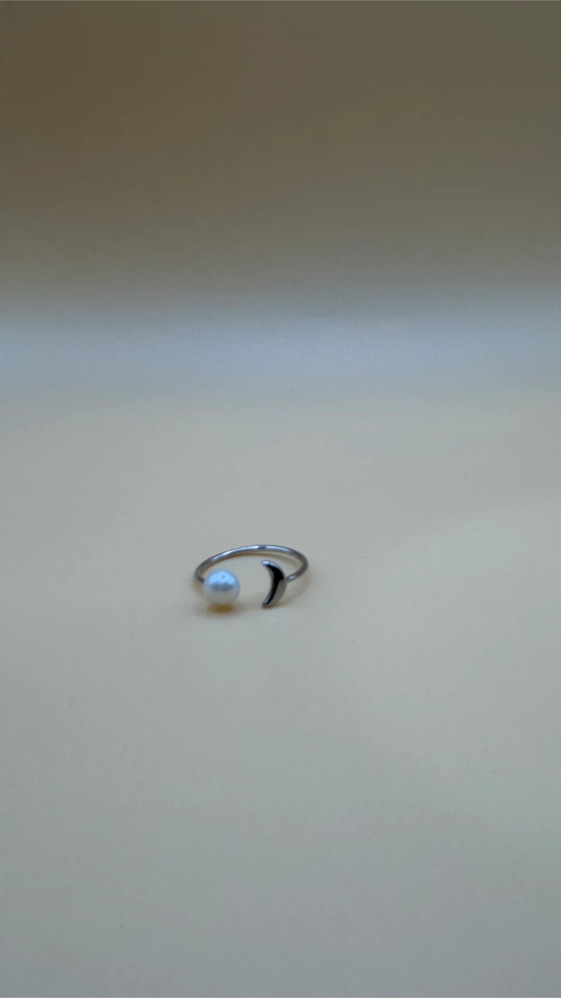 Adjustable Silver, Pearl and Moon Ring - photo 2
