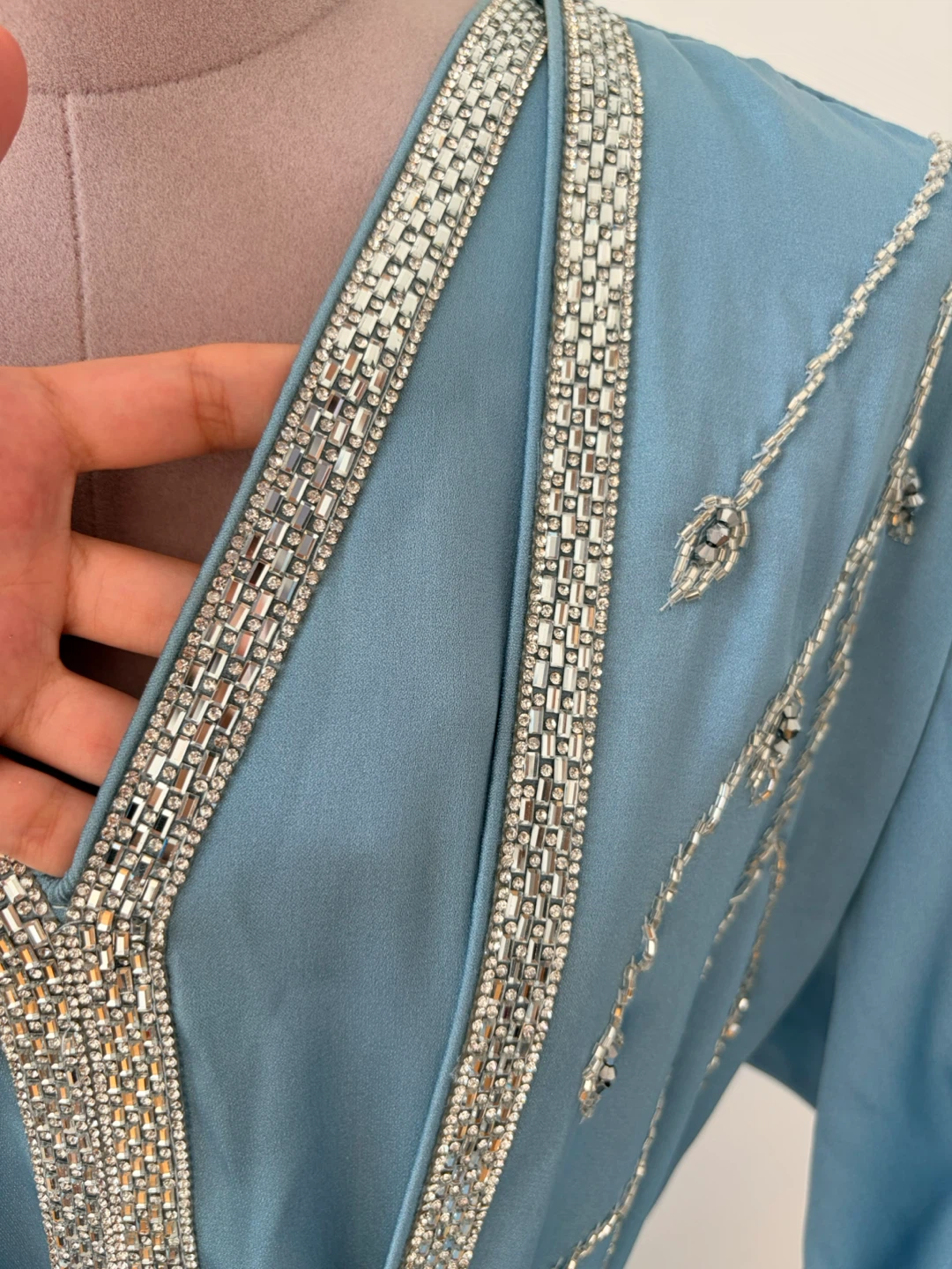 Blue Kaftan Dress with Silver Embellishments - photo 4