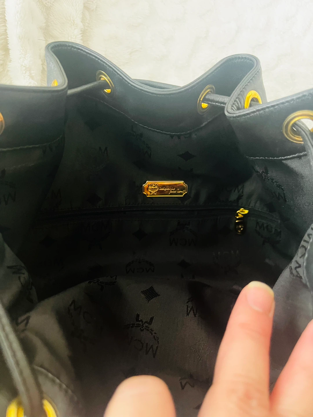 MCM Black Monogram Drawstring Bucket Bag - photo 5