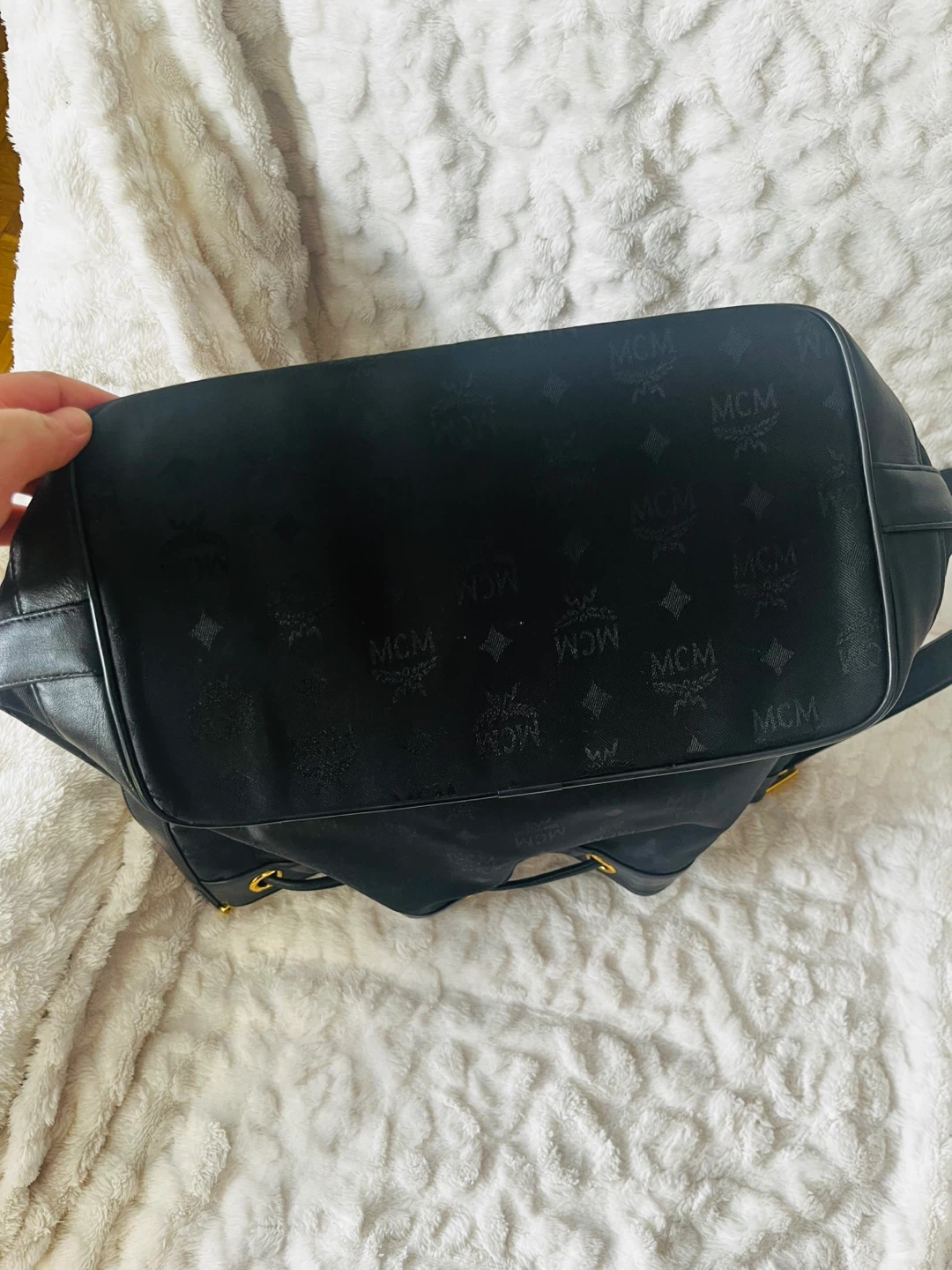 MCM Black Monogram Drawstring Bucket Bag - photo 2