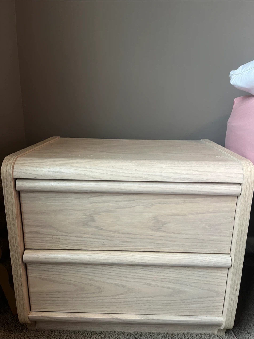 Set of Light Wood Nightstands with Two Drawers