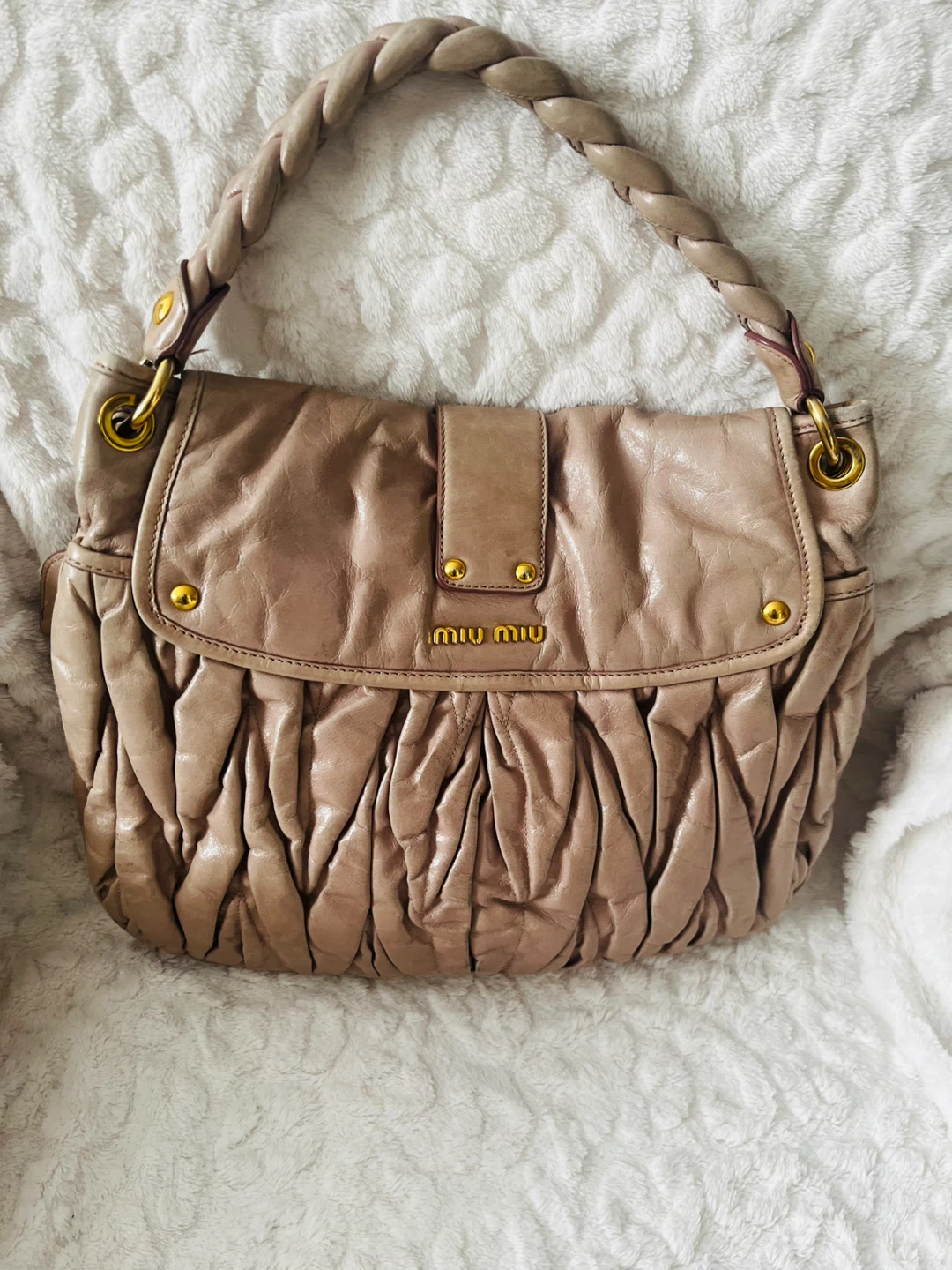 Miu Miu Ruched Leather Shoulder Bag - photo 4