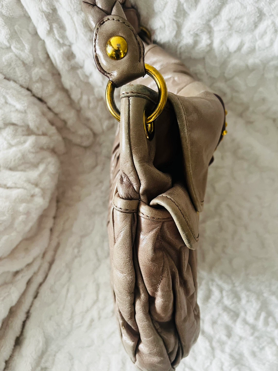Miu Miu Ruched Leather Shoulder Bag