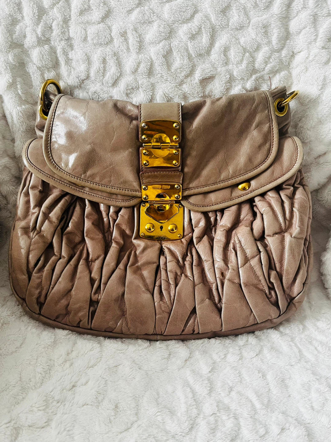 Miu Miu Ruched Leather Shoulder Bag - photo 3