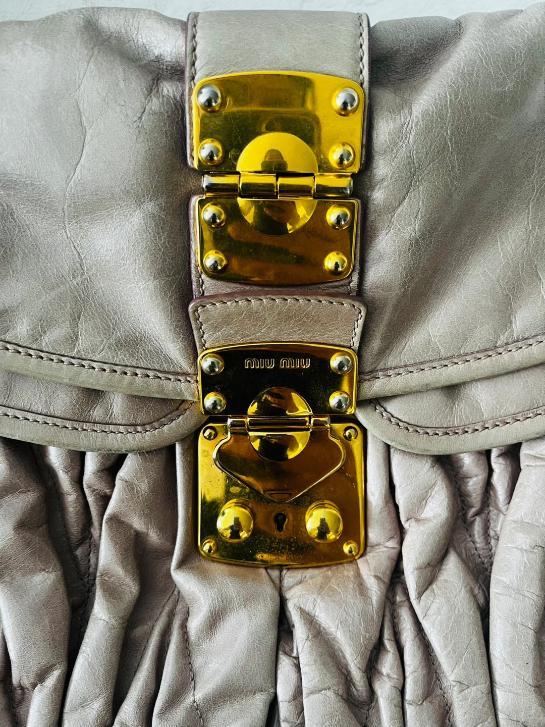 Miu Miu Ruched Leather Shoulder Bag - photo 2