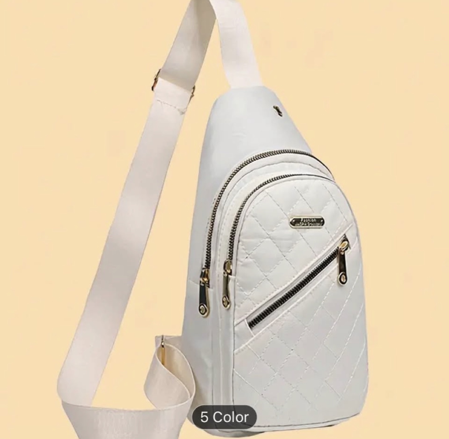 New-White Quilted Sling Bag