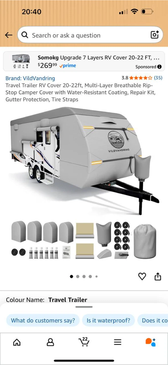 VildVandring Travel Trailer RV Cover 20–22FT – NEW SEALED 🚐