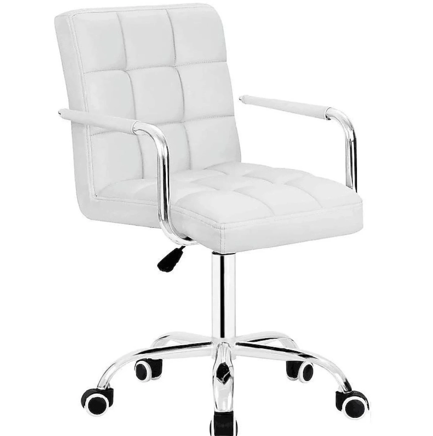 White Faux Leather Office Chair with Chrome Base