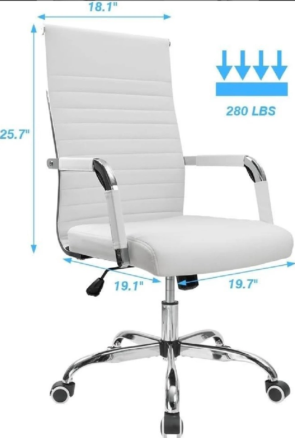 White Office Chair with Adjustable Angle and Rocking Function - photo 2