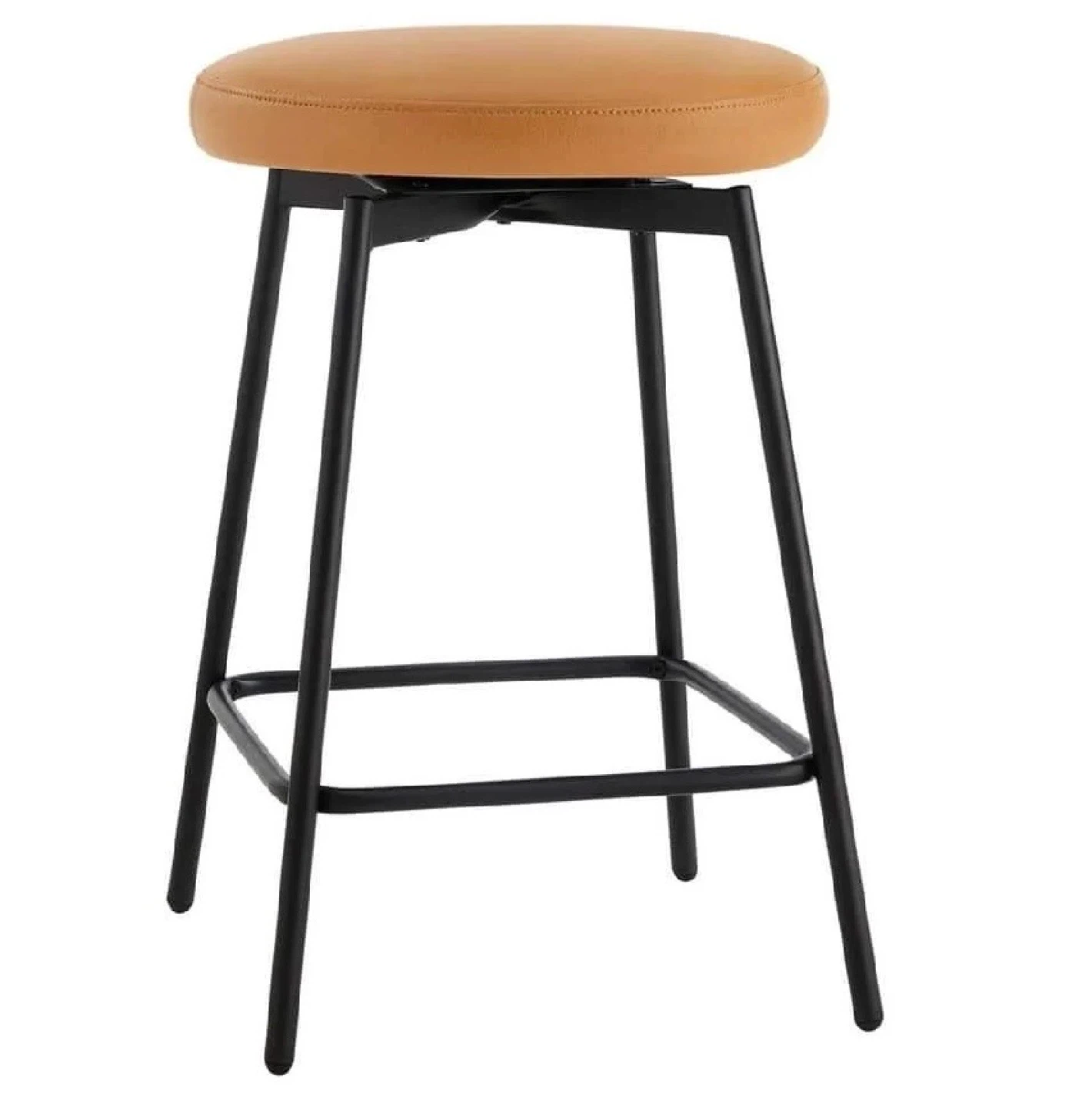 Brown Faux Leather Swivel Bar Stool - photo 2