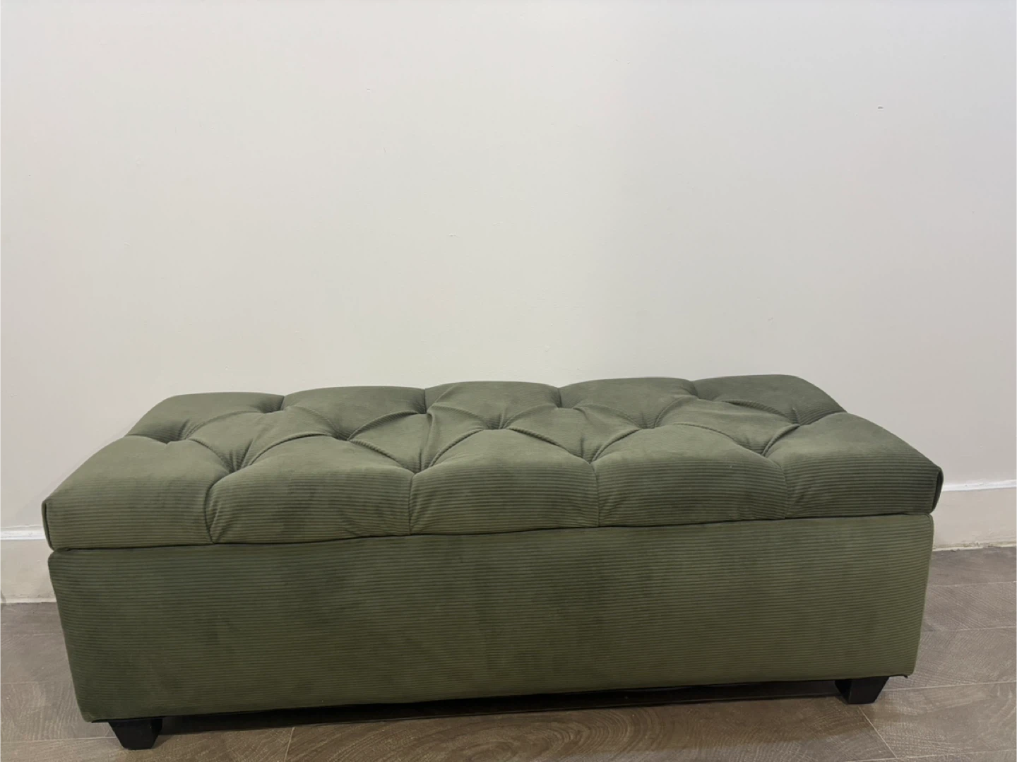 Green Tufted Storage Ottoman Bench