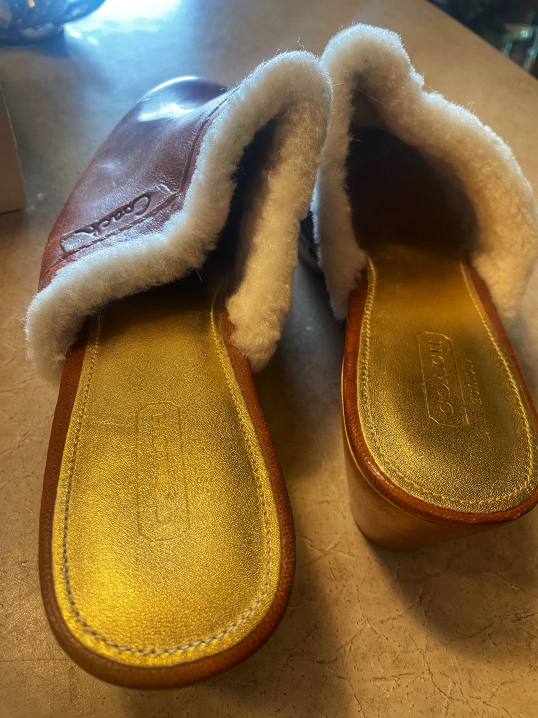 🤎Coach Brown Leather & Shearling Clogs - photo 5