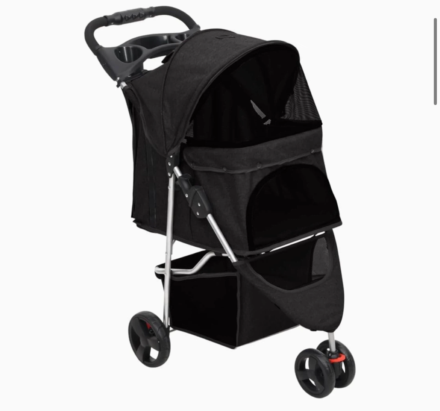 Black Pet/Dog Stroller with Storage Baskets