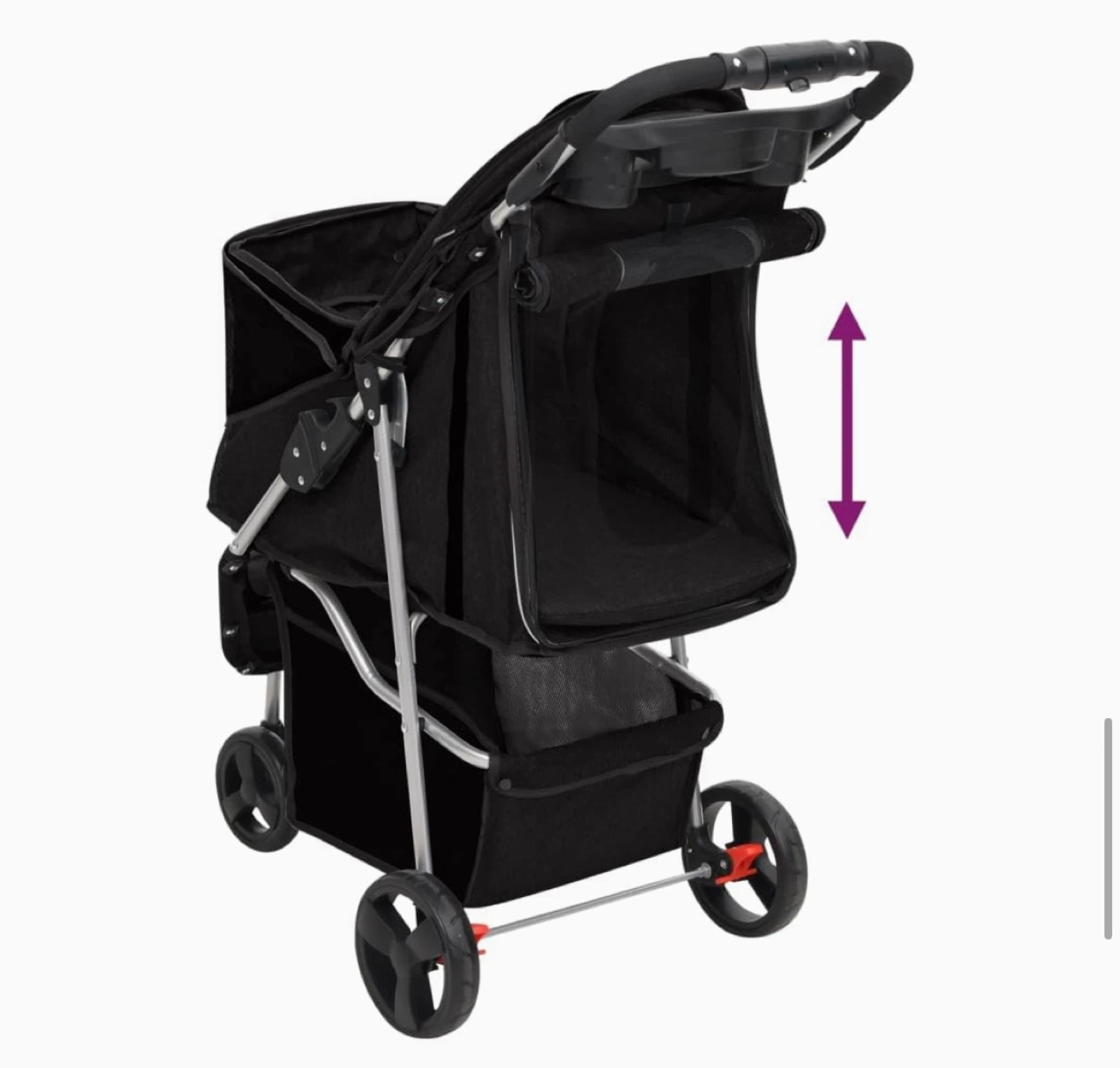 Black Pet/Dog Stroller with Storage Baskets - photo 4