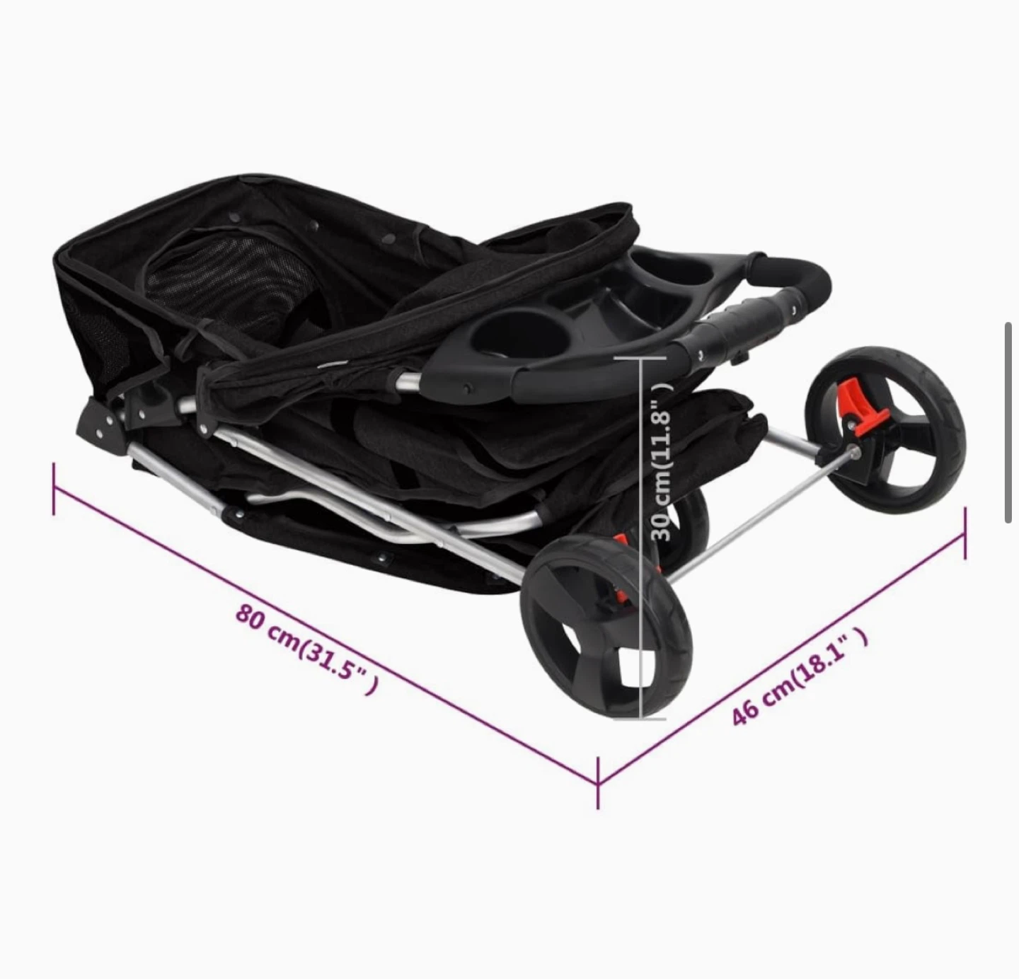 Black Pet/Dog Stroller with Storage Baskets - photo 3