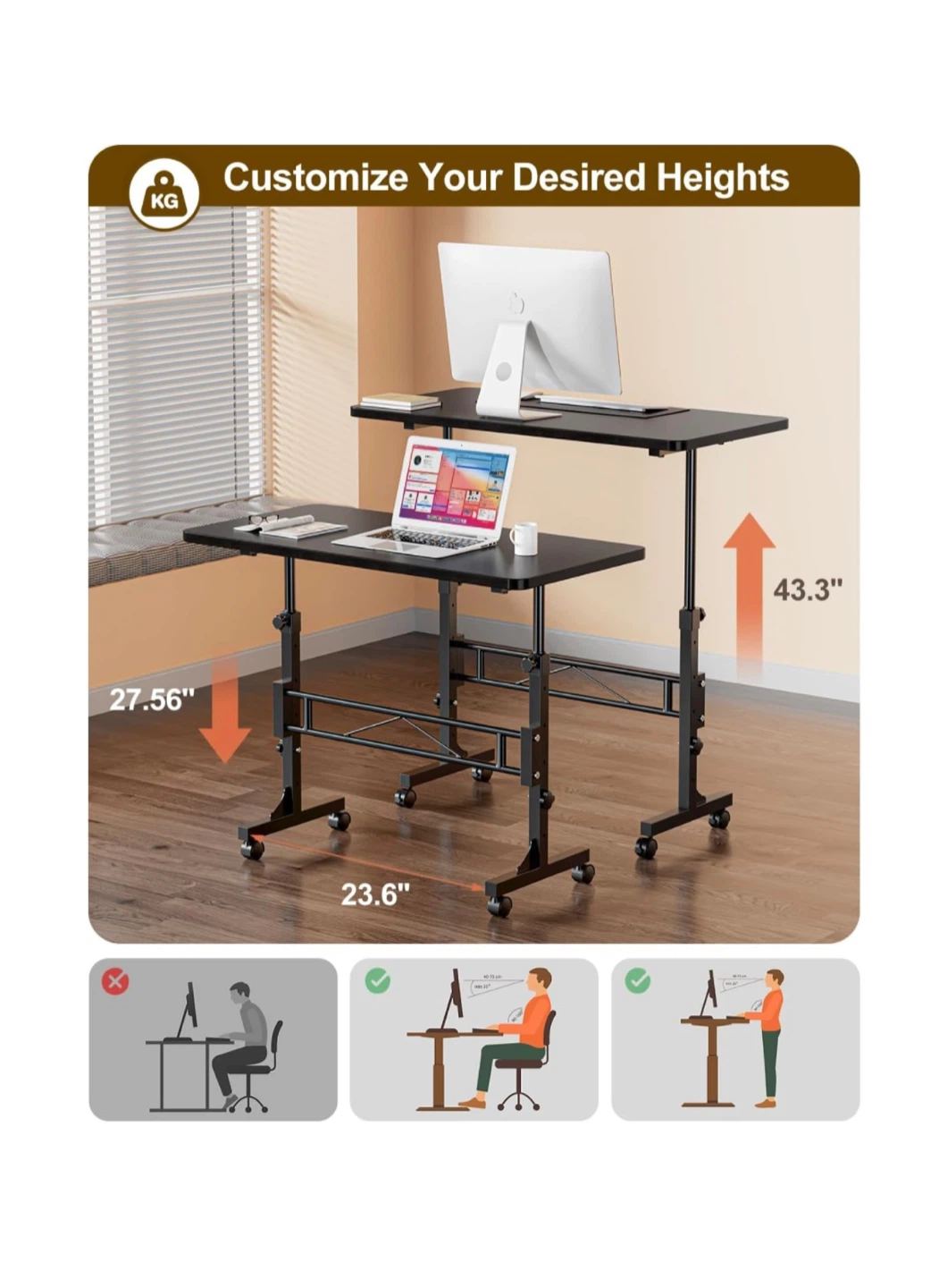 Small adjustable Height Standing Desk - photo 2