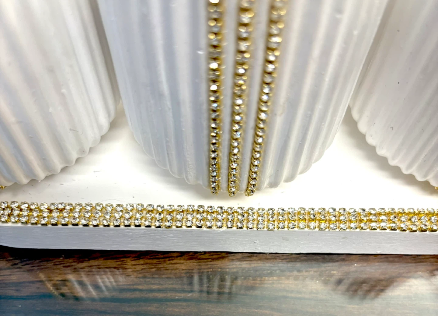 Handmade decorative tray with 3 holders and gold rhinestone - photo 5