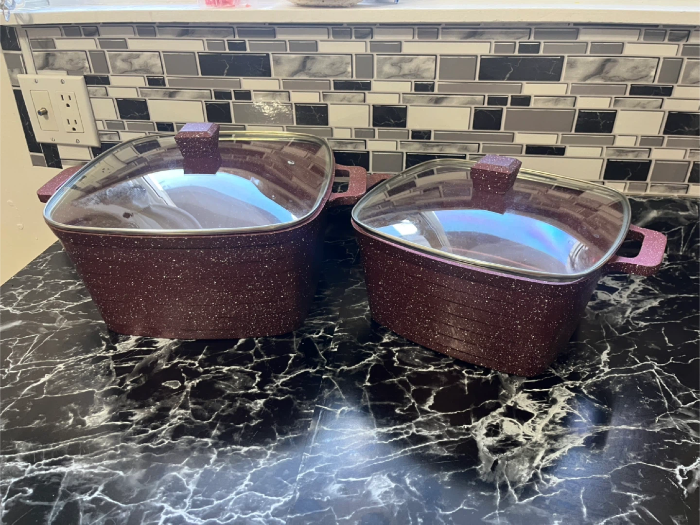 2pc Square Cookware Set with Glass Lids