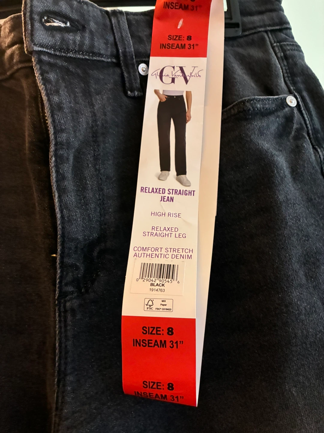 Gloria Vanderbilt Relaxed Straight Jean - Black, Size 8 - photo 4