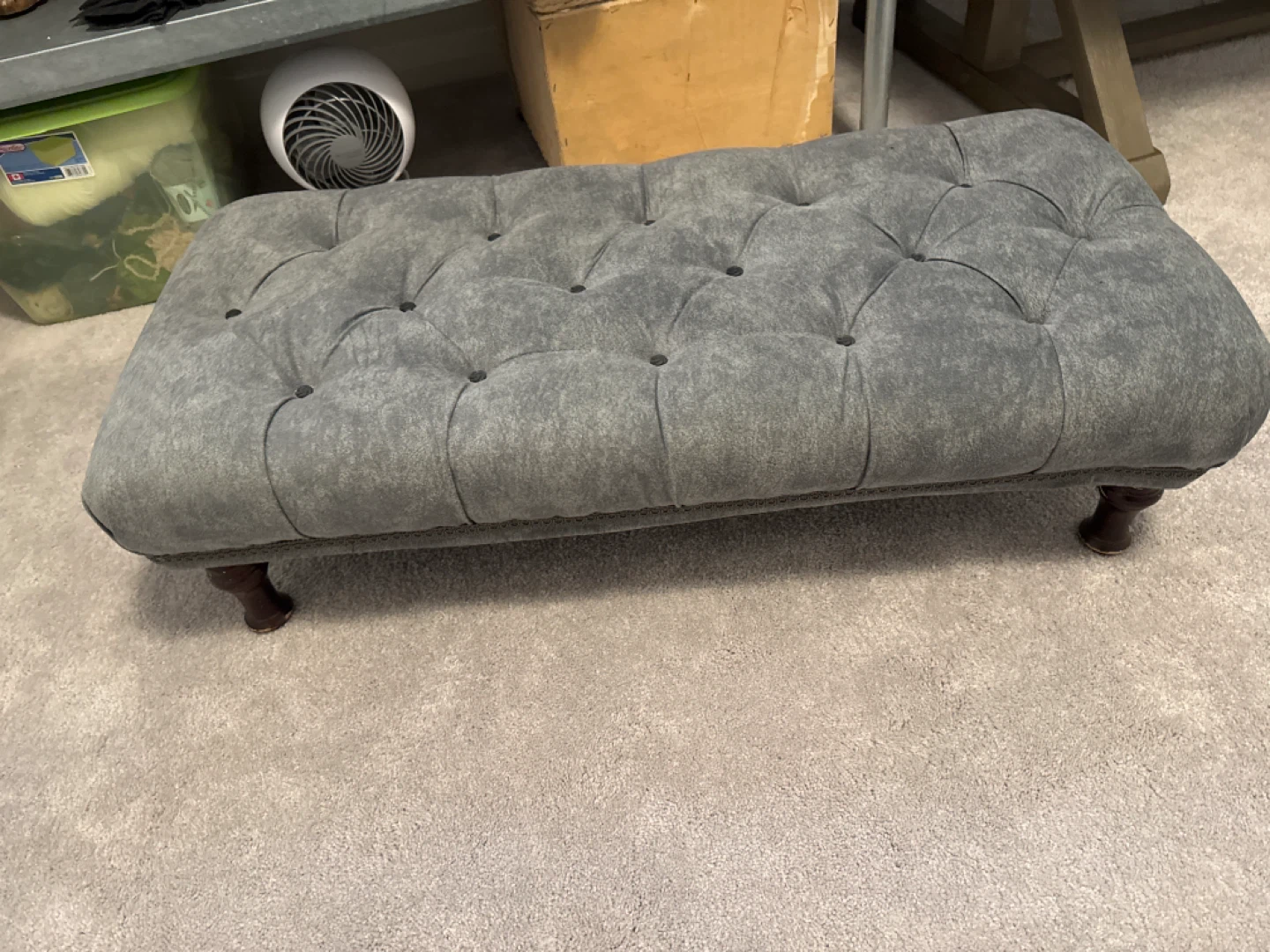 Grey Tufted Ottoman Bench