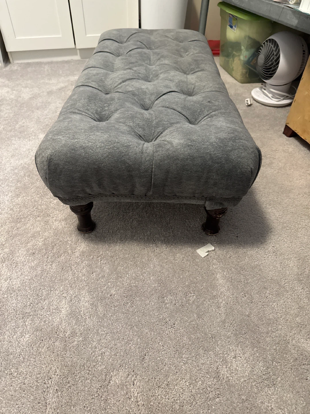 Grey Tufted Ottoman Bench - photo 2