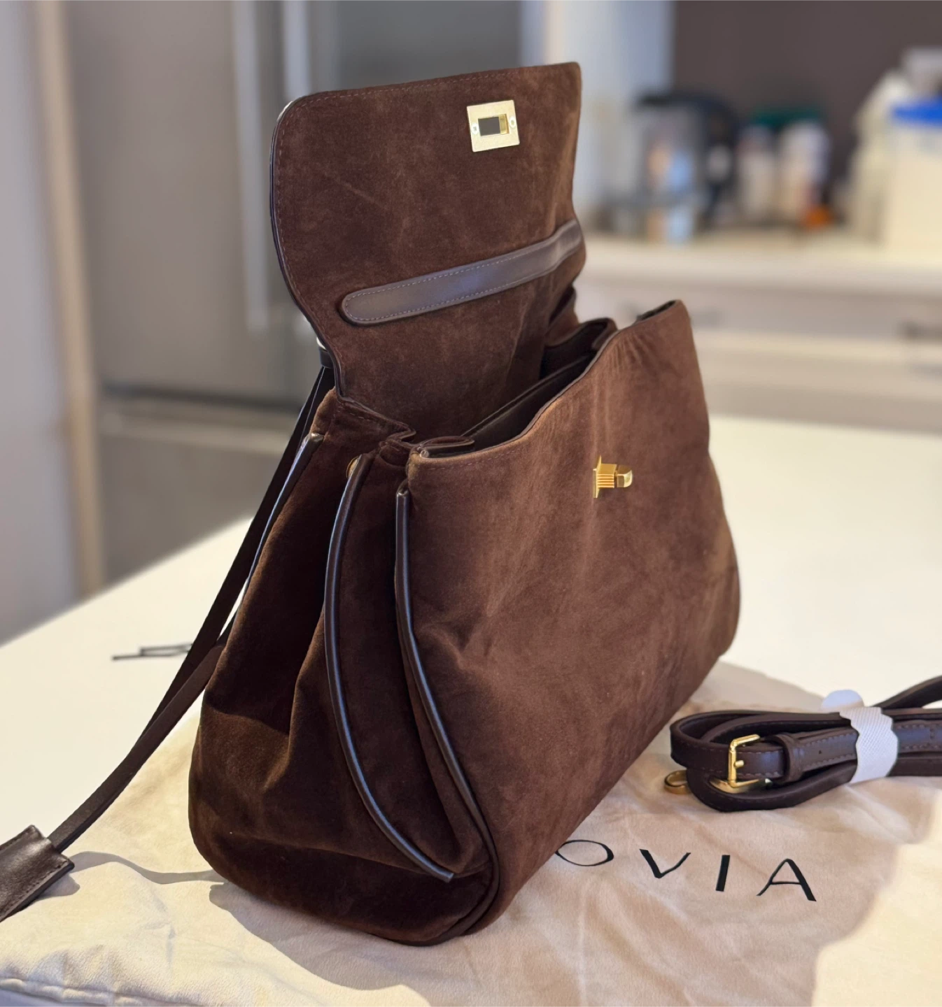 Brown Suede Shoulder Bag - photo 5