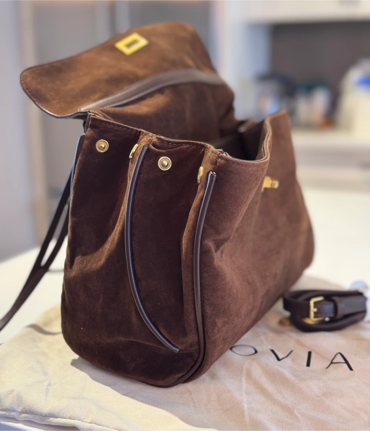 Brown Suede Shoulder Bag - photo 4