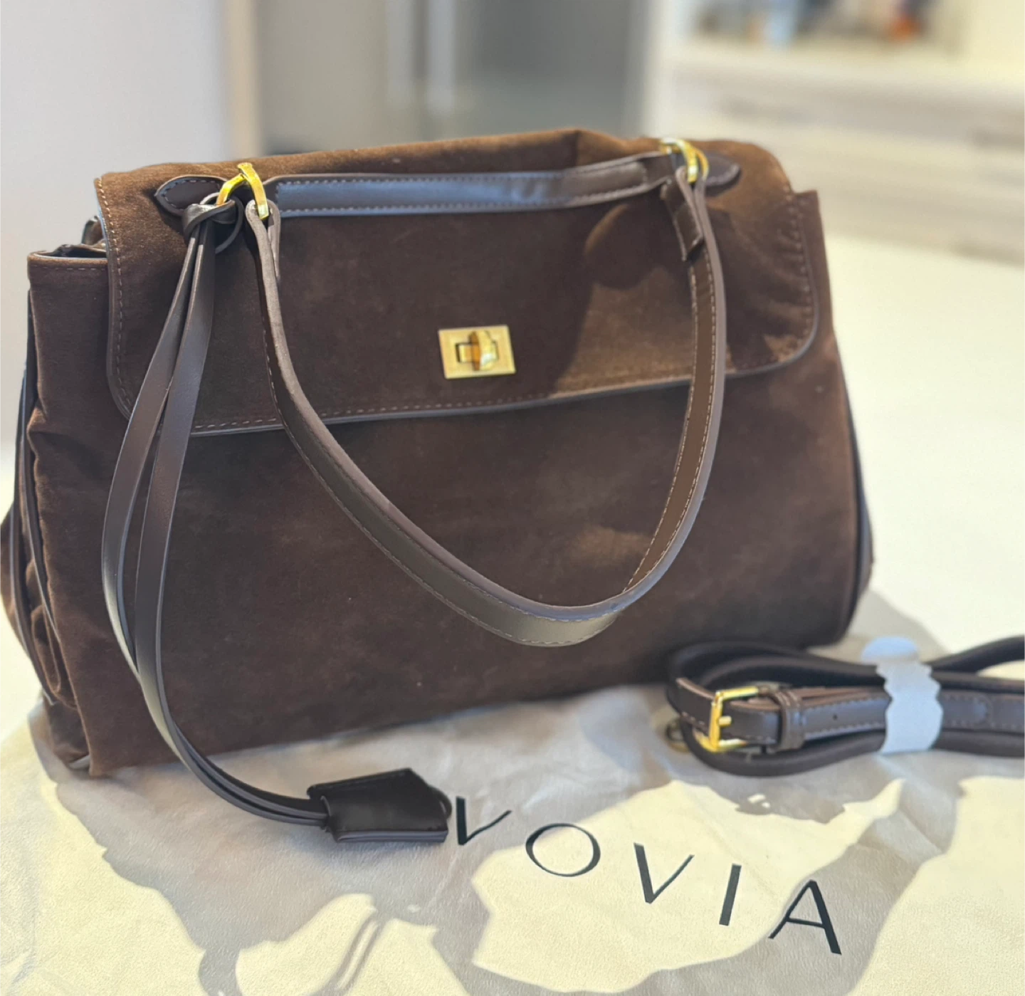 Brown Suede Shoulder Bag - photo 2