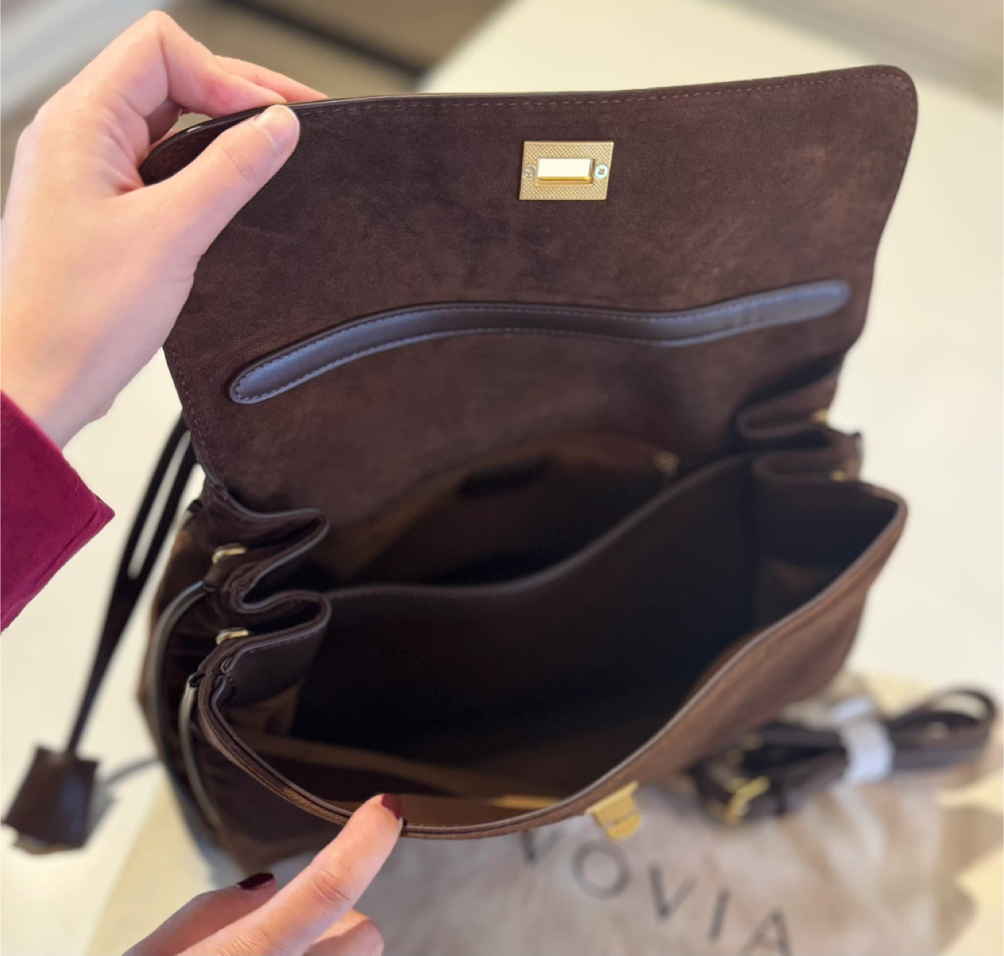 Brown Suede Shoulder Bag - photo 3