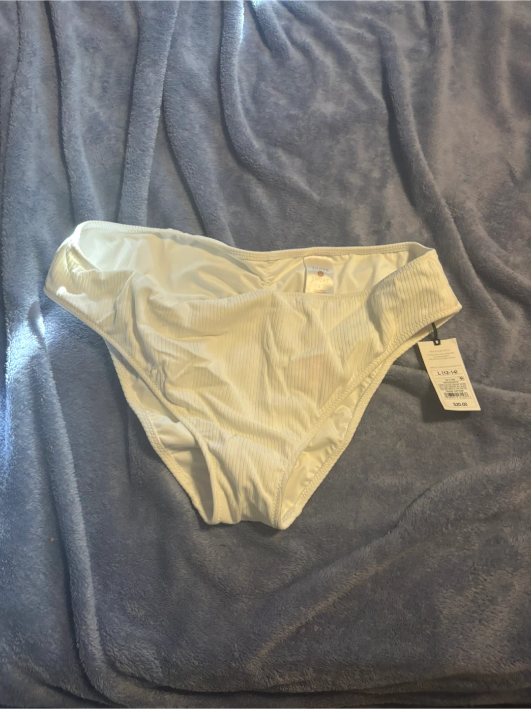 Shade & Shore White Ribbed Bikini Bottoms - Size L
