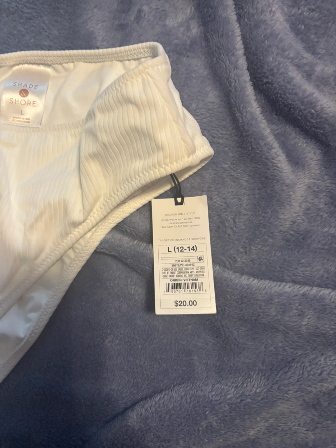 Shade & Shore White Ribbed Bikini Bottoms - Size L - photo 2